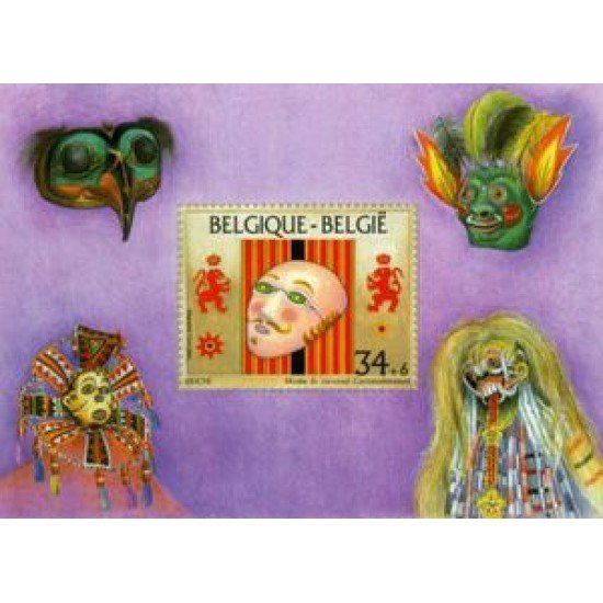 Bélgica HB 70 1995 Promoción de la filatelia Museo belga Máscaras Lujo