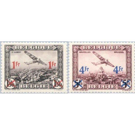 Bélgica 6/7 -A  1935 Avión sobrevolando panorámica Lujo