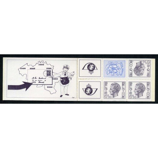Bélgica - 1771-C - 1975 Carnet 4 valores Serie Balduino I León heráldico Lujo
