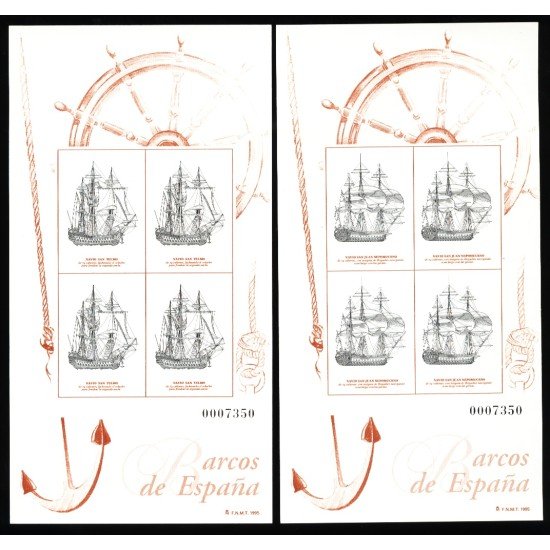 España Spain Hojitas Recuerdo 128/29 1995 FNMT Barcos de España Ship